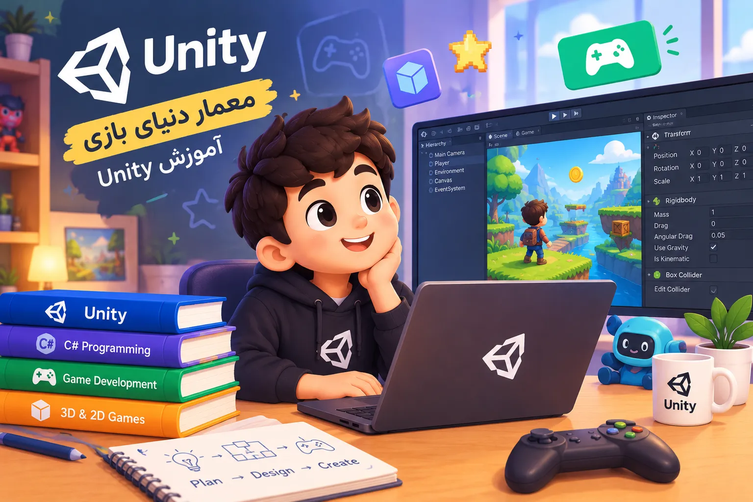 تصویر آموزش بازیسازی با Unity برای کودکان و نوجوانان؛ آشنایی با محیط یونیتی و ساخت بازیهای سهبعدی